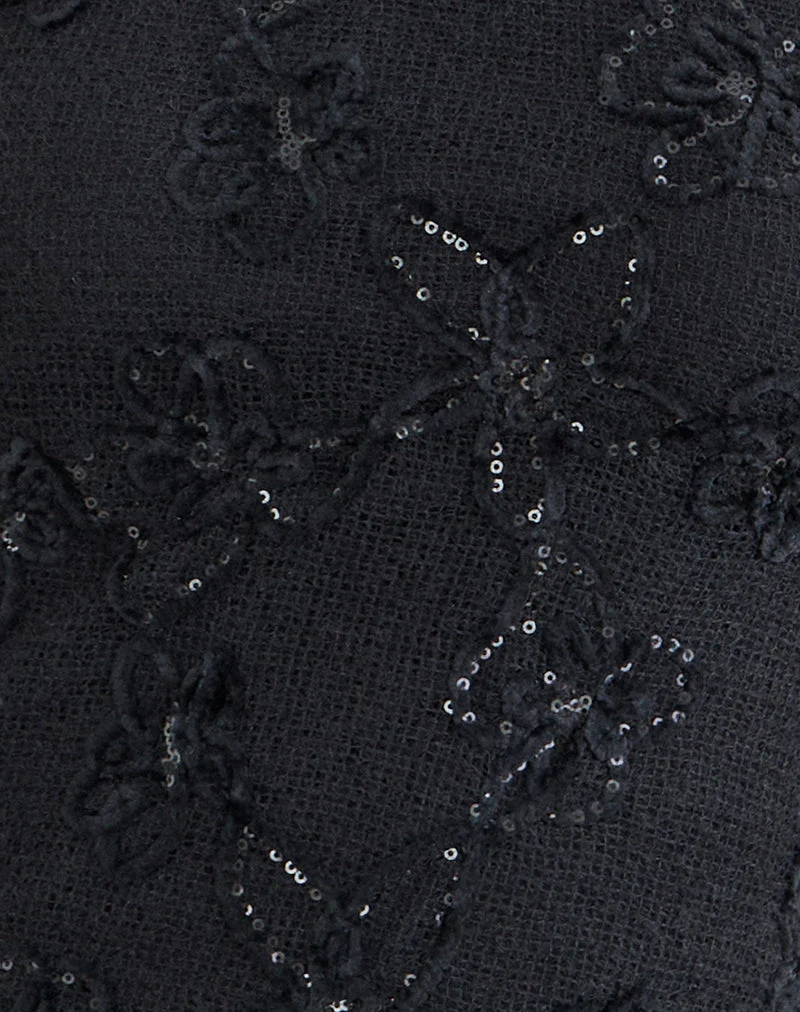 Halter-top Argeila en maille à paillettes, noir