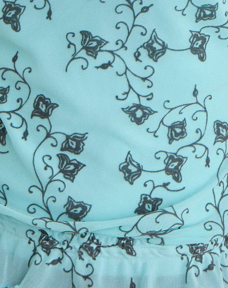 Haut à épaules dénudées Nani, couleur « Winding Ivy Blue »