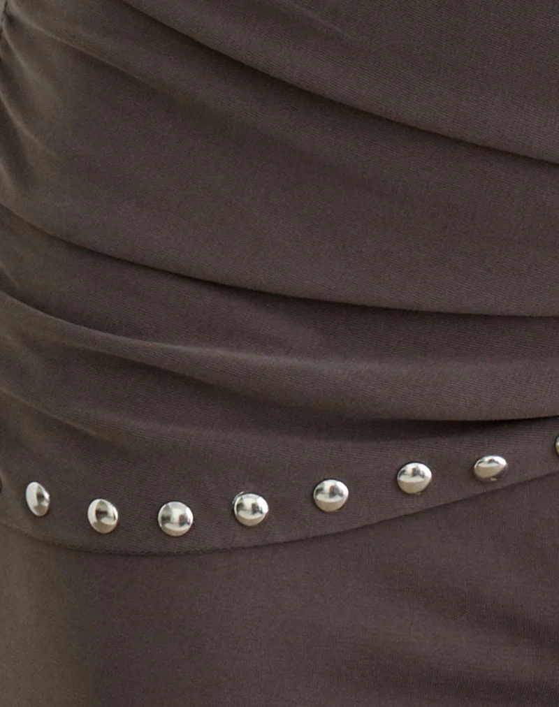 Pantalon Dovina en cupro marron foncé