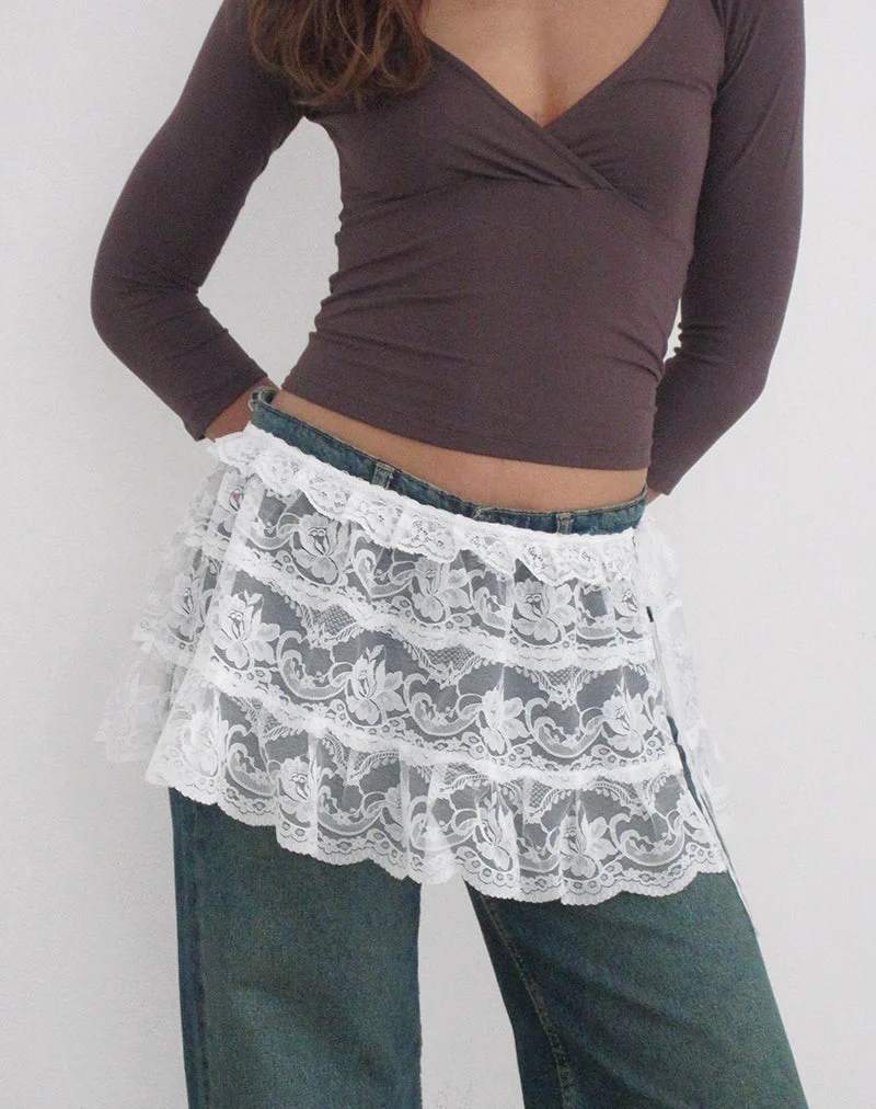 Jupe-ceinture Asa Wrap en dentelle blanche