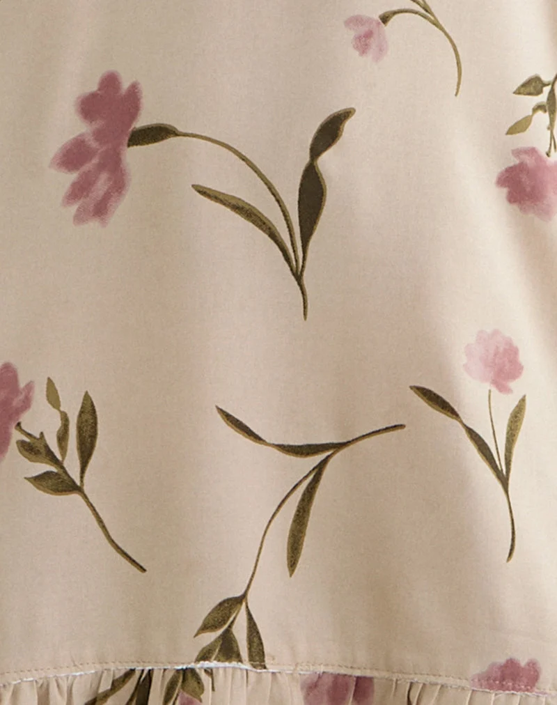 Mini-robe Visoca « Bloom Leafy » couleur taupe