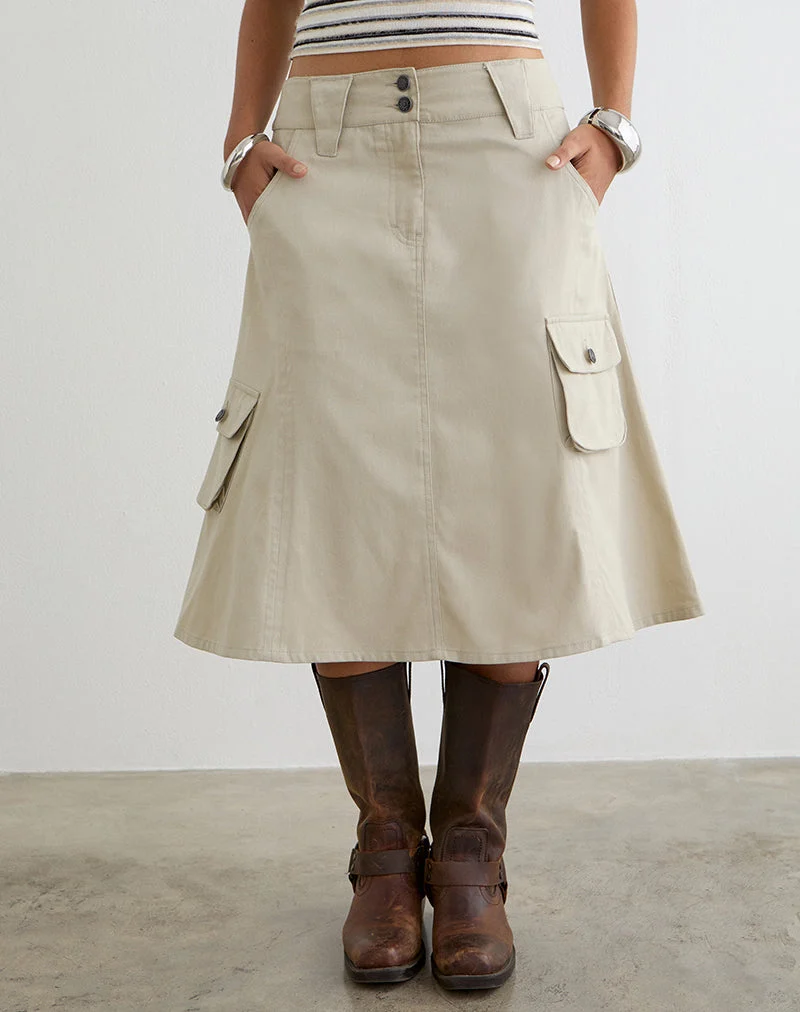 Jupe de protection « Rovie Utility Cargo » en sergé de coton, couleur Latte