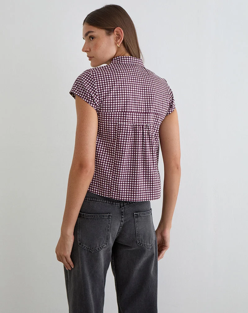 Chemise Kaelus en mini-vichy couleur vin