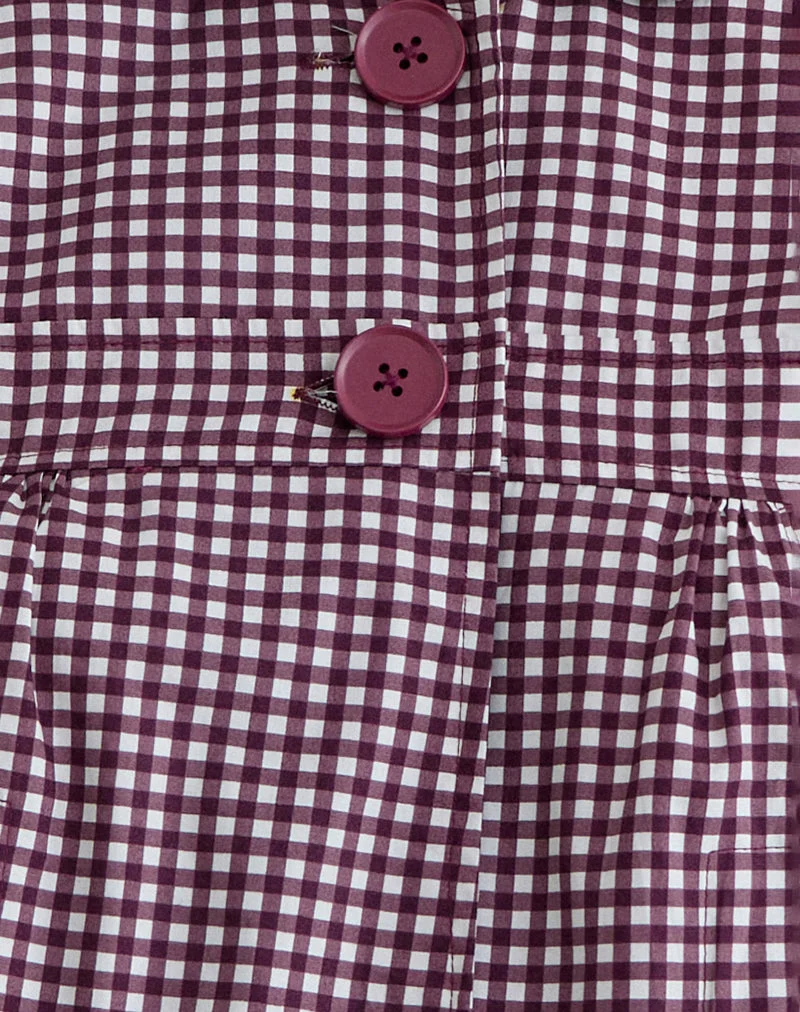 Chemise Kaelus en mini-vichy couleur vin