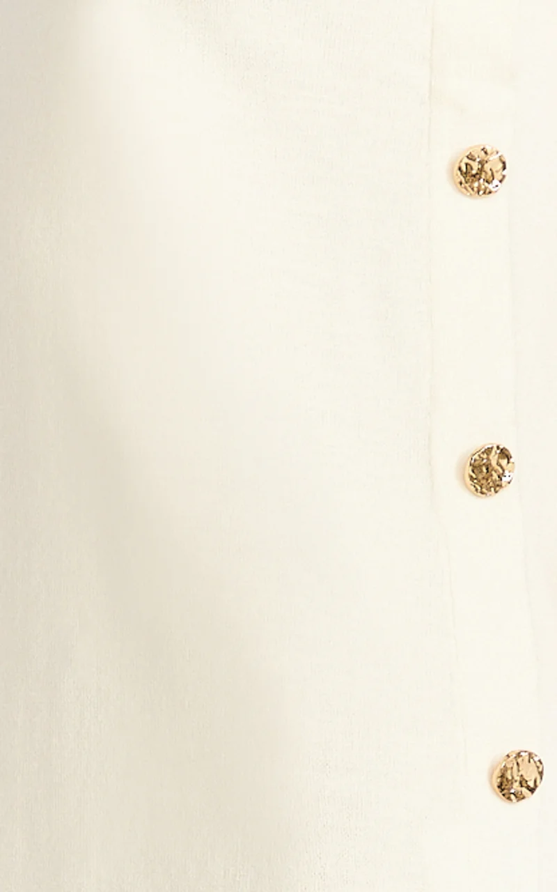 Terri Mini Dress - Scoop Neck Button Down Knit Dress in Plain White