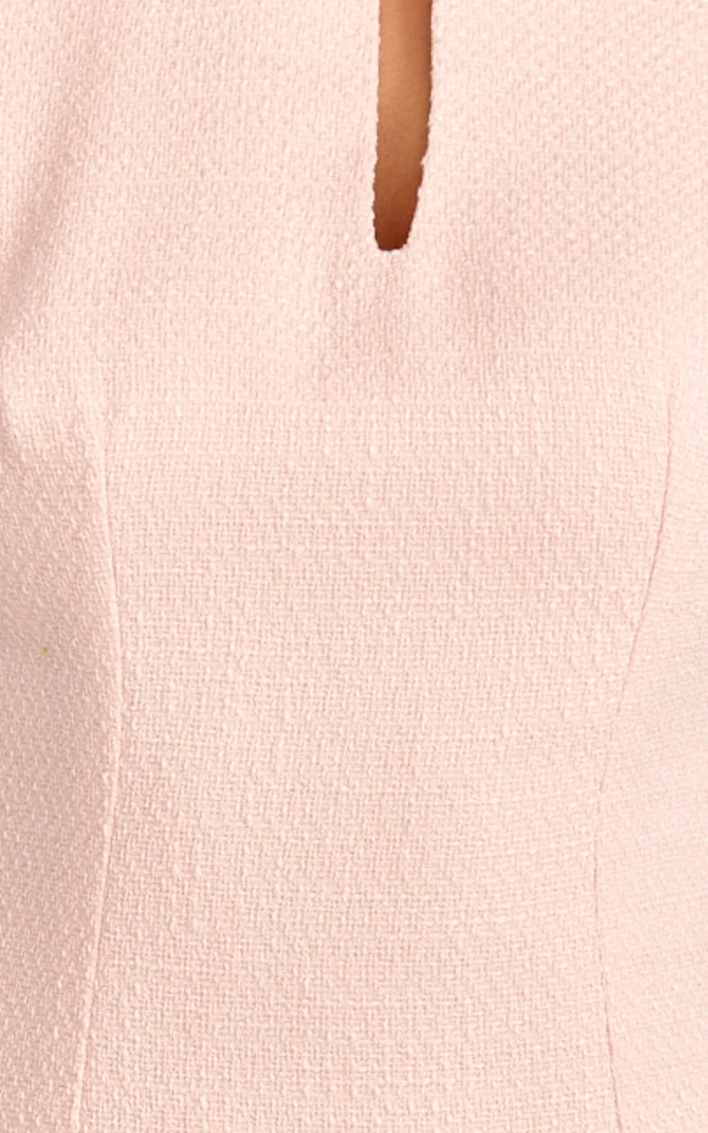 Jana Mini Dress - Mandarin Collar Leg Split Bodycon Dress in Pink