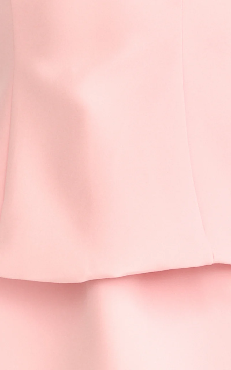 Pauline Two Piece Top and Skirt Set - Strapless A Line Top and Mini Skirt Set in Pink