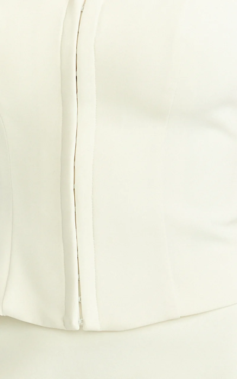 Mikey Top - Straight Neck Hook and Eye Corset Top in Off White