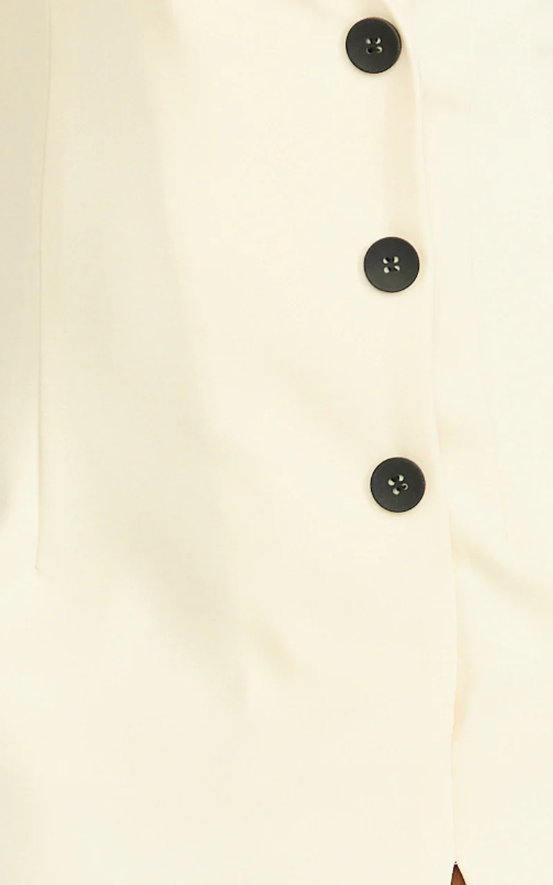 Makayla Midi Dress - Low Cut Button Down Midi Dress in Cream