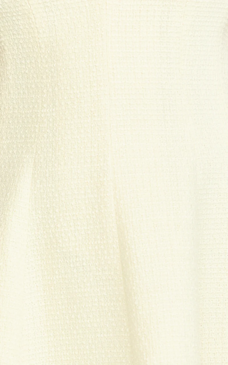 Nelson Mini Dress - Low Cut Boucle Fit & Flare Mini Dress in Cream