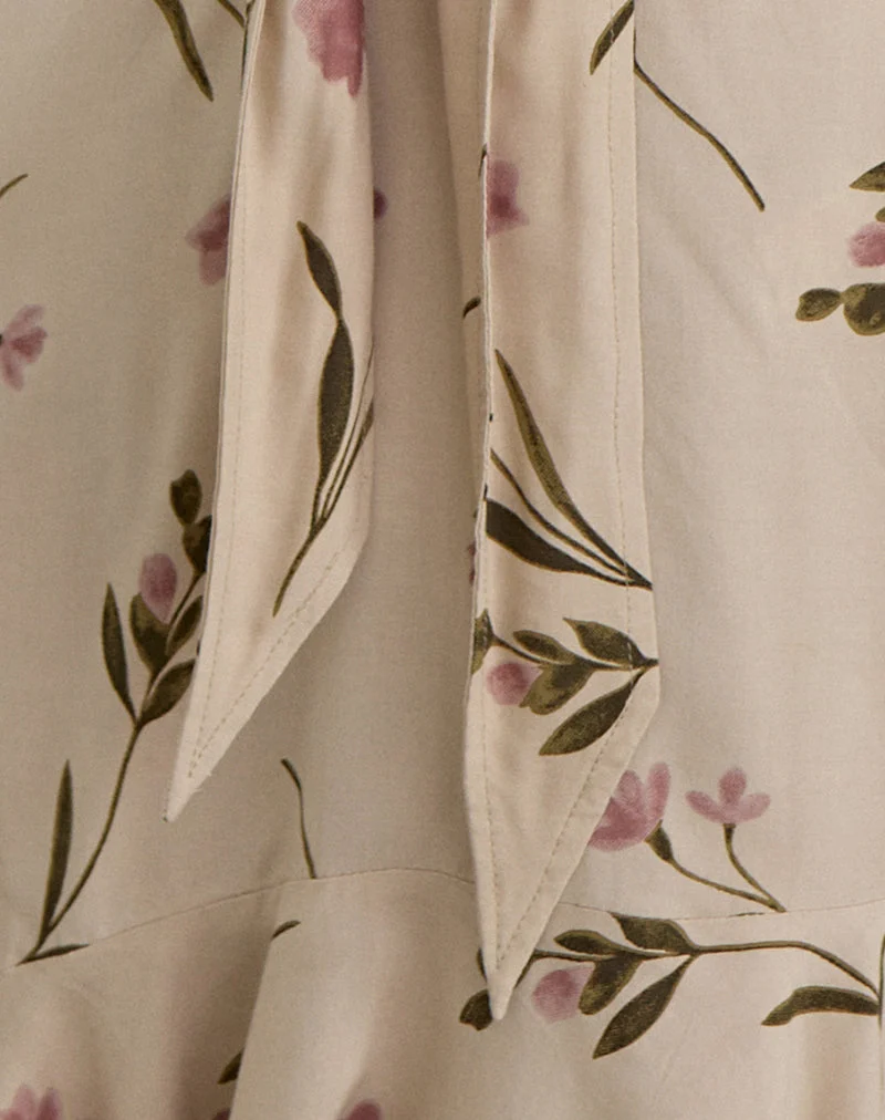 Mini-robe Lazlo, motif « Bloom Leafy », couleur taupe
