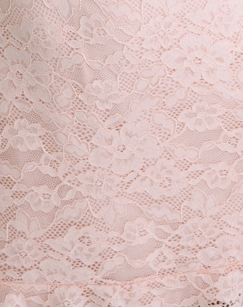 Mini-robe Lanaila en dentelle rose pâle