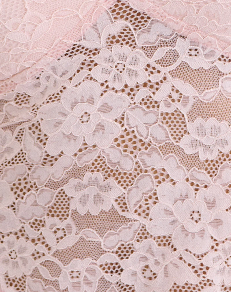 Haut à manches longues Yamuna en dentelle rose pâle