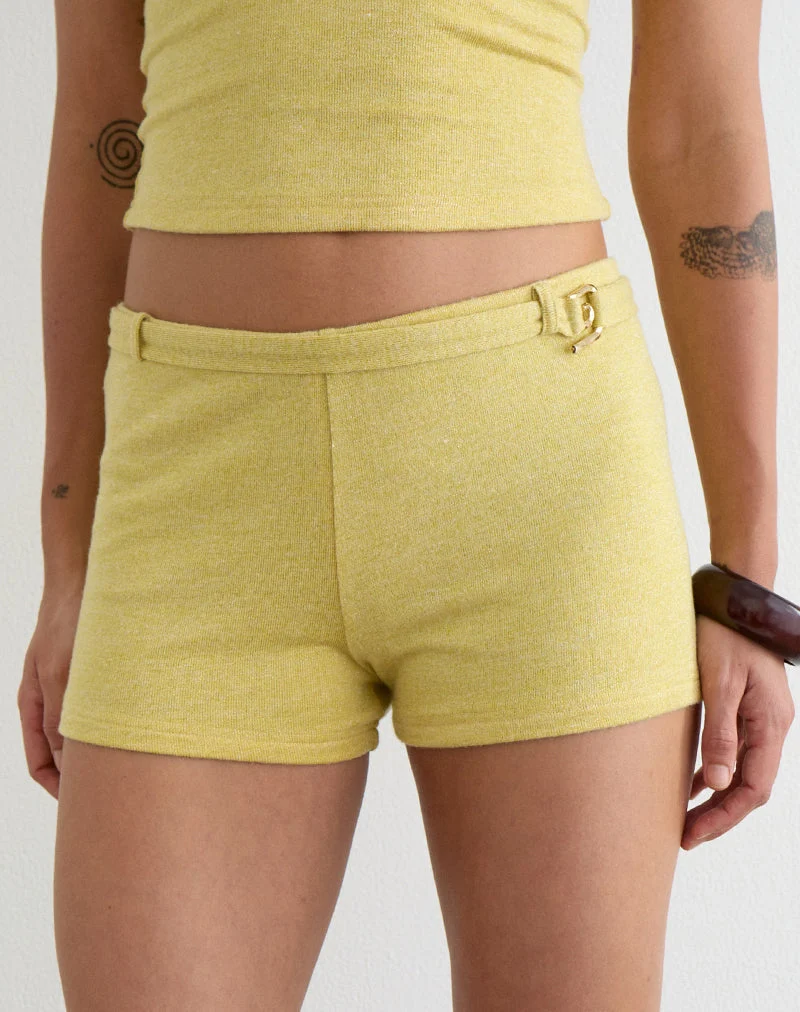 Sera Micro Short en maille chatoyante jaune