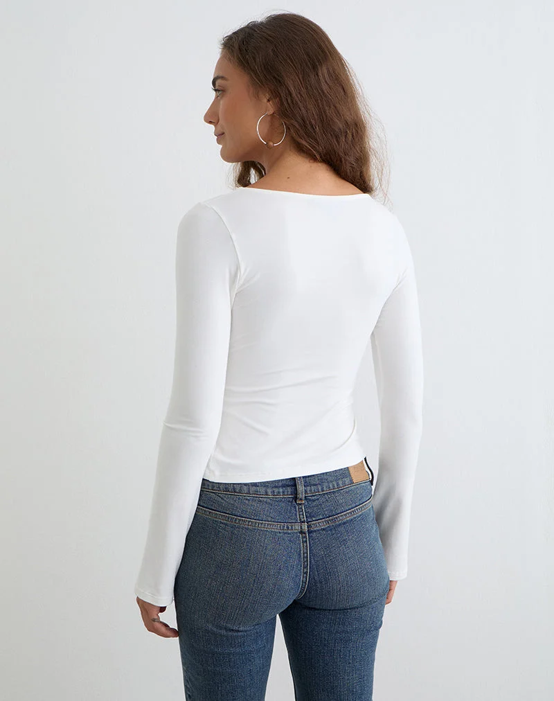Haut croisé Lamae, couleur blanc cassé