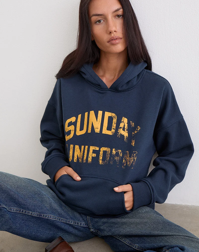 Sweat à capuche Guyton bleu marine avec motif « Sunday Uniform »
