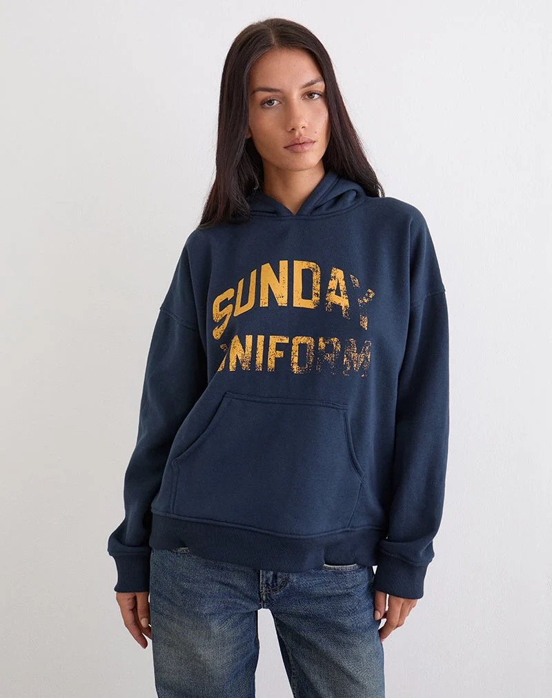 Sweat à capuche Guyton bleu marine avec motif « Sunday Uniform »