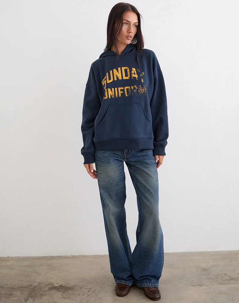 Sweat à capuche Guyton bleu marine avec motif « Sunday Uniform »
