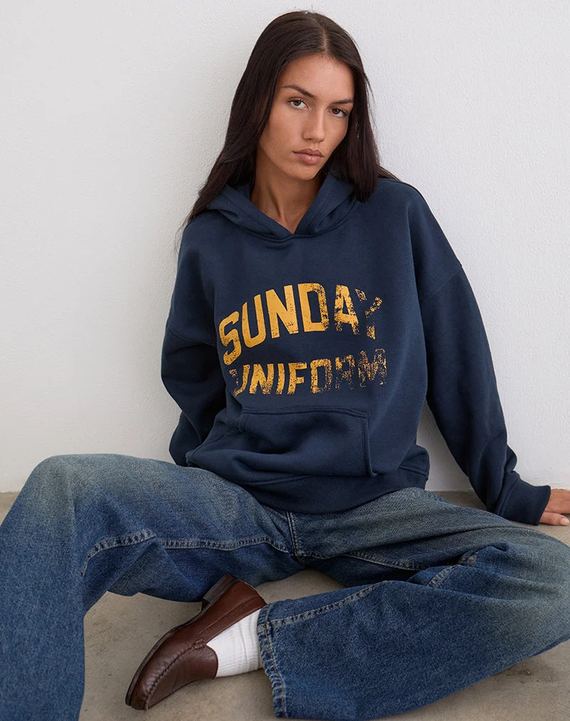 Sweat à capuche Guyton bleu marine avec motif « Sunday Uniform »