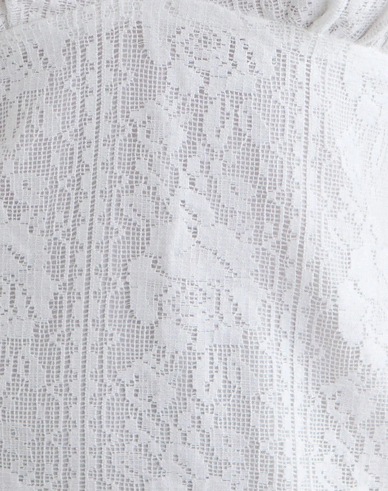 Mini-robe Yenna à décolleté plongeant en dentelle florale blanche