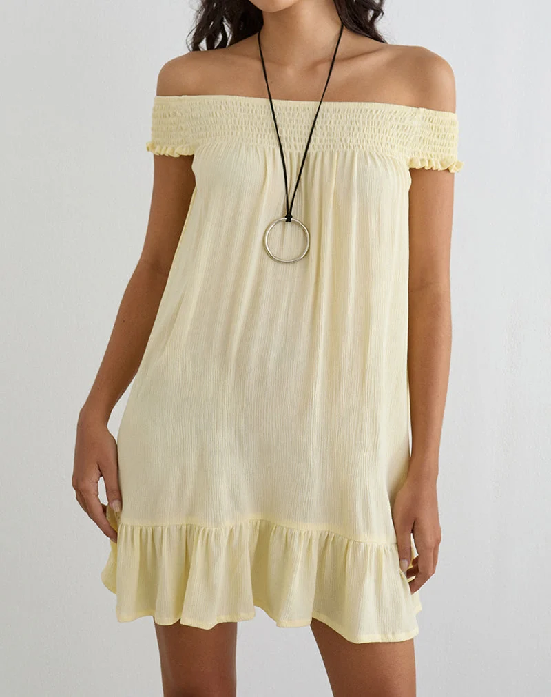 Mini-robe Panasi, jaune beurre froissé