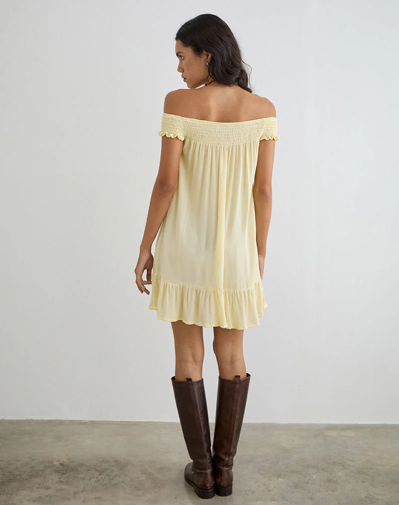 Mini-robe Panasi, jaune beurre froissé