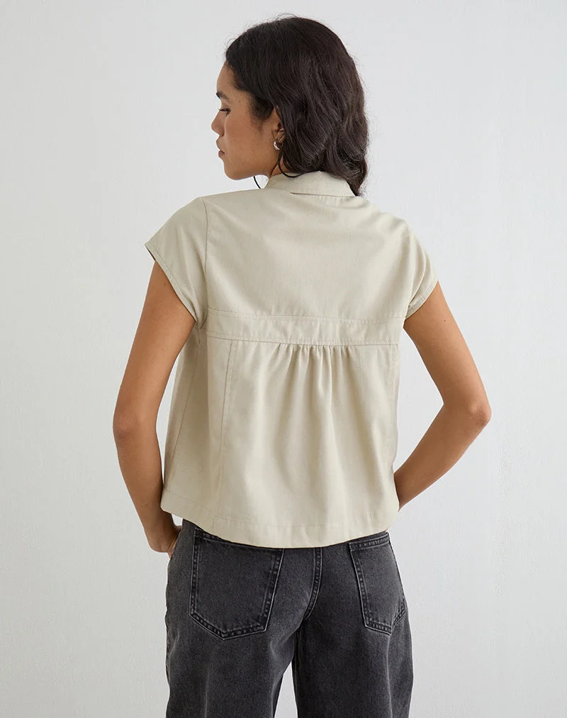 Chemise Kaelus en sergé de coton couleur « Latte »