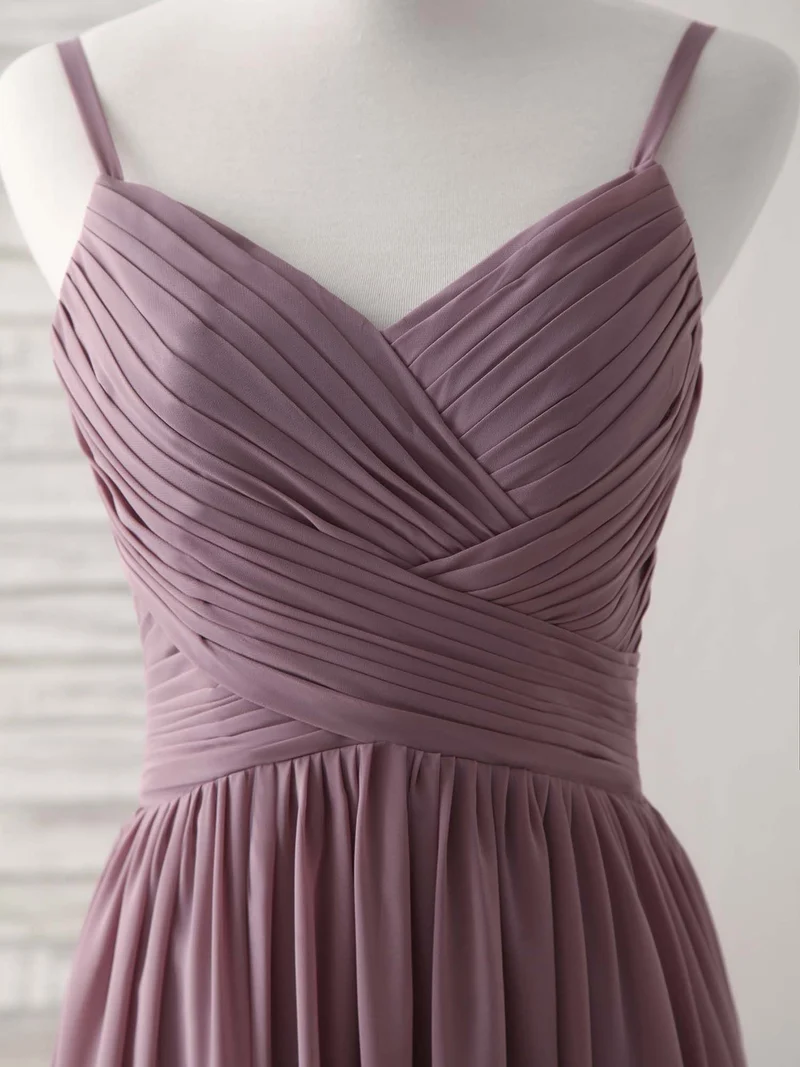 Robe de demoiselle d'honneur simple en mousseline à col en V : robe de bal longue et élégante pour femme