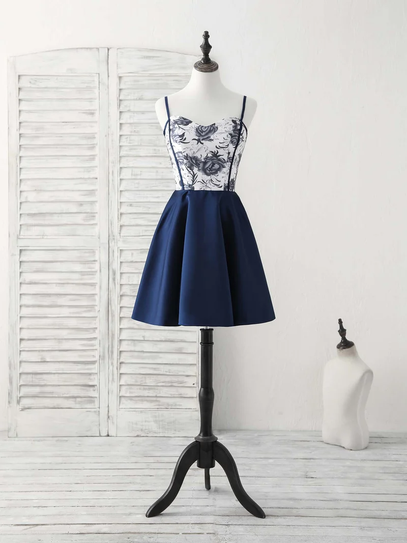 Robe de bal courte bleu foncé élégante à décolleté en cœur | Robe de soirée bleu roi