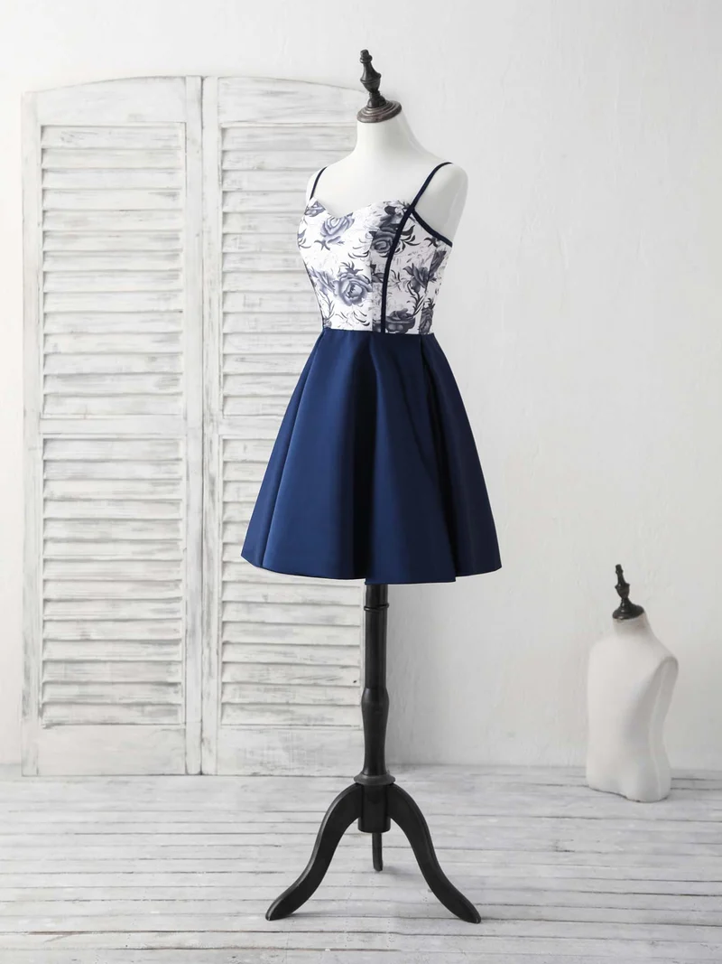 Robe de bal courte bleu foncé élégante à décolleté en cœur | Robe de soirée bleu roi