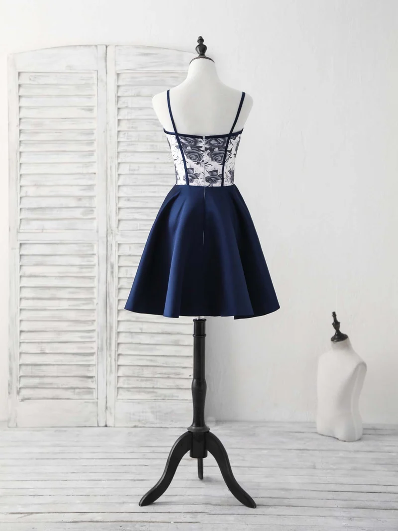 Robe de bal courte bleu foncé élégante à décolleté en cœur | Robe de soirée bleu roi