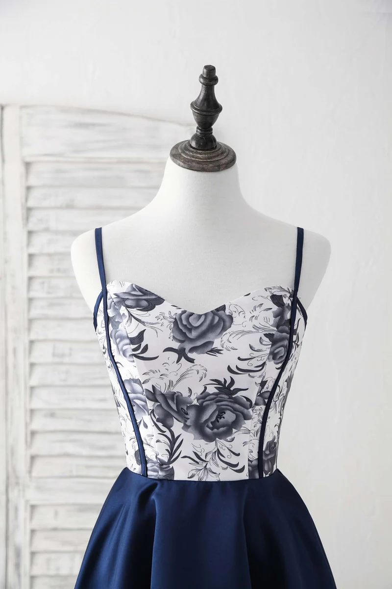 Robe de bal courte bleu foncé élégante à décolleté en cœur | Robe de soirée bleu roi