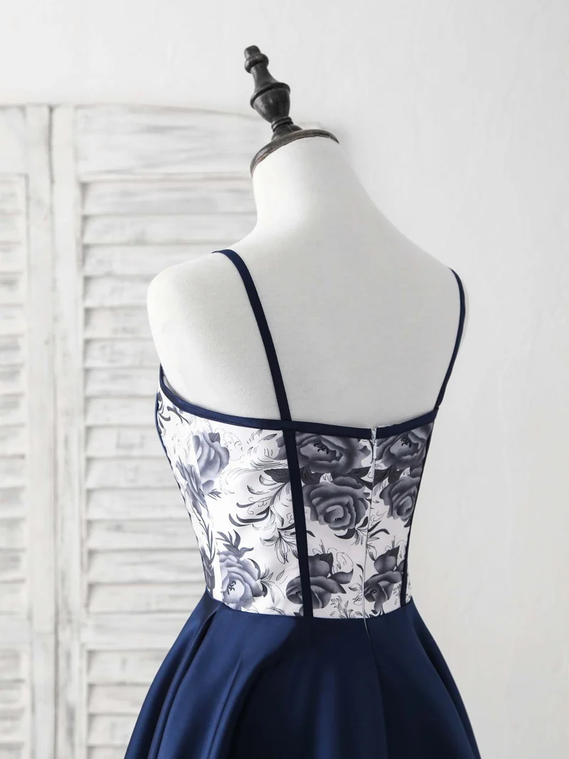 Robe de bal courte bleu foncé élégante à décolleté en cœur | Robe de soirée bleu roi