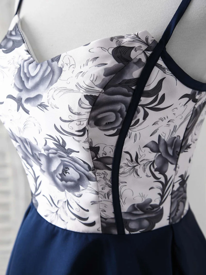 Robe de bal courte bleu foncé élégante à décolleté en cœur | Robe de soirée bleu roi