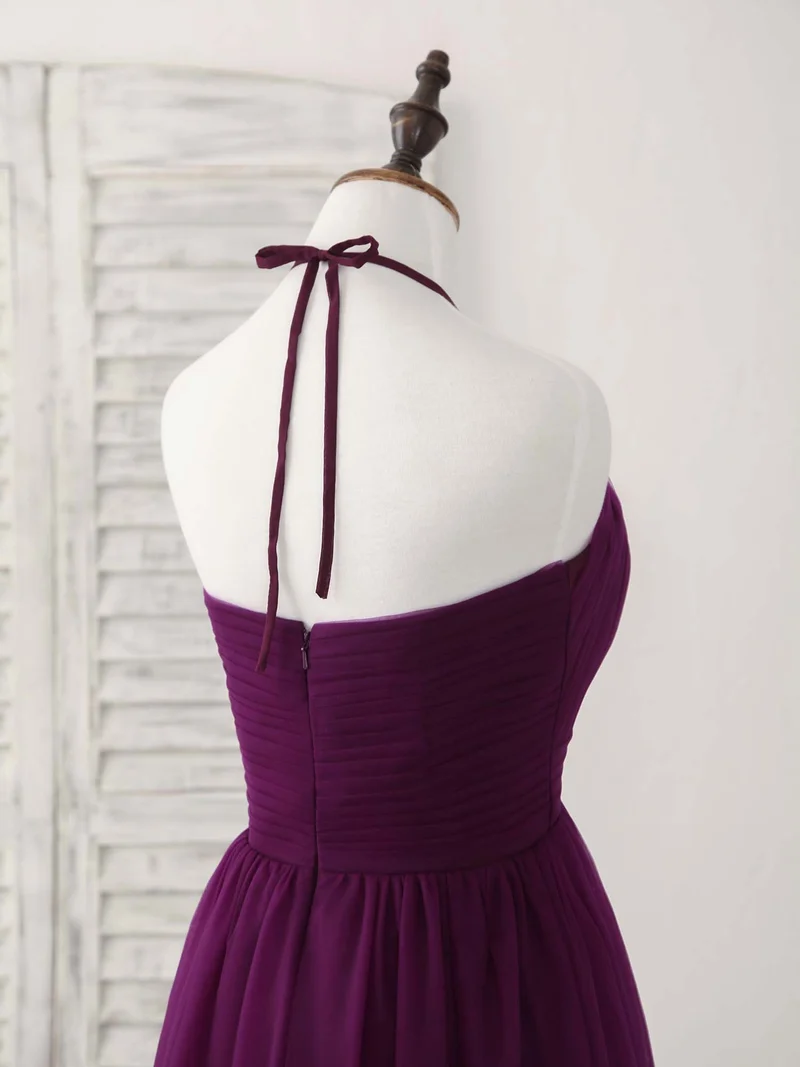 Robe de bal longue violette élégante en tulle coupe A pour demoiselles d'honneur et occasions spéciales