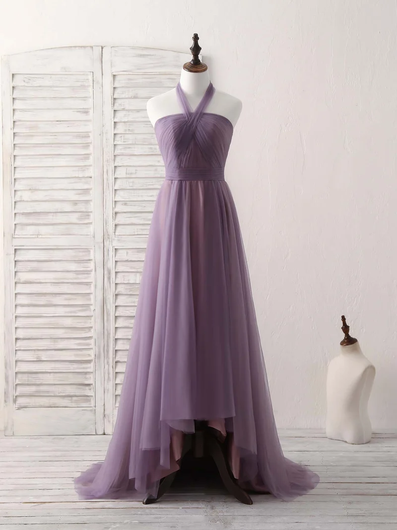 Robe de bal trapèze élégante en tulle à volants : robe de demoiselle d'honneur simple pour les occasions spéciales