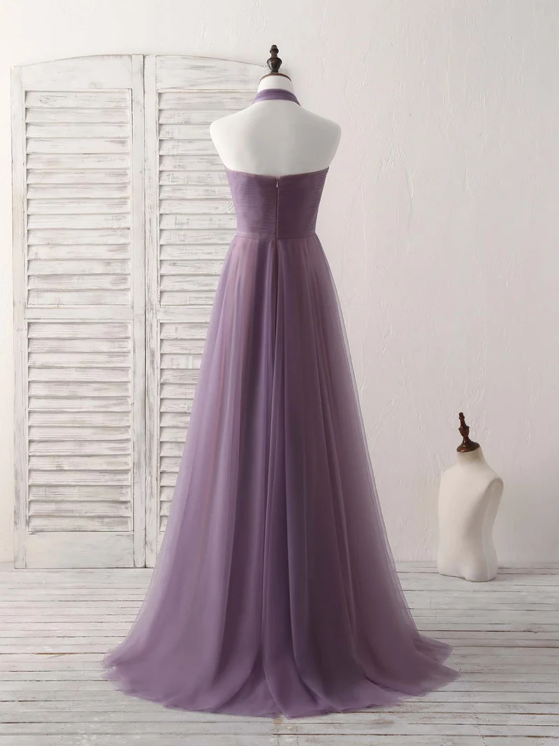 Robe de bal trapèze élégante en tulle à volants : robe de demoiselle d'honneur simple pour les occasions spéciales