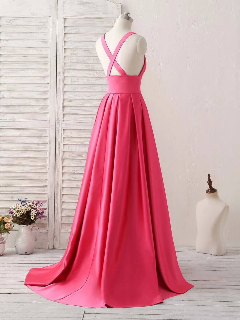 Robe de bal longue élégante à col en V : robe de soirée dos nu pour demoiselles d'honneur