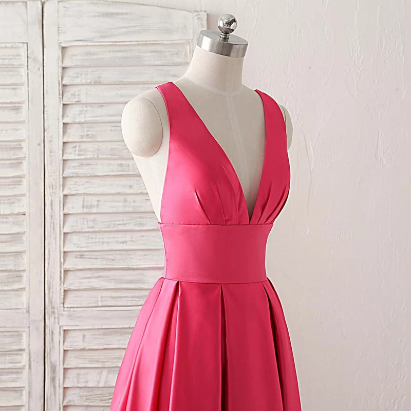 Robe de bal longue élégante à col en V : robe de soirée dos nu pour demoiselles d'honneur