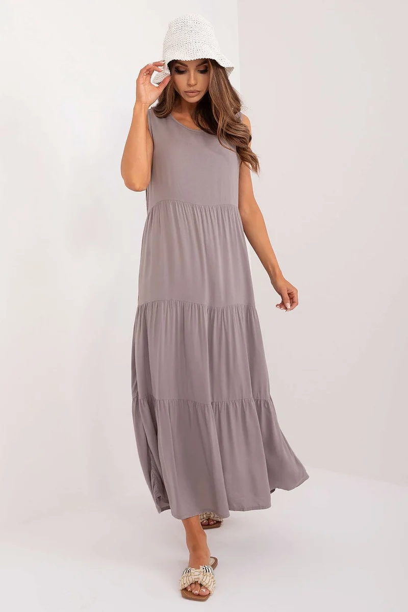 Robe d'été longue grise drappée