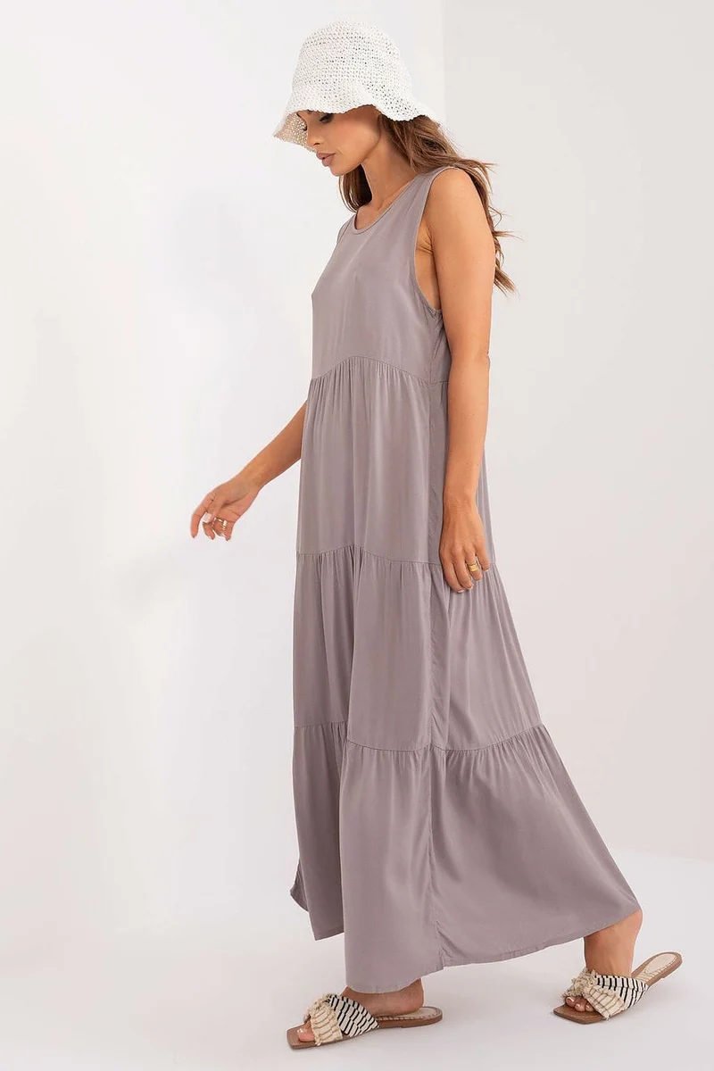 Robe d'été longue grise drappée