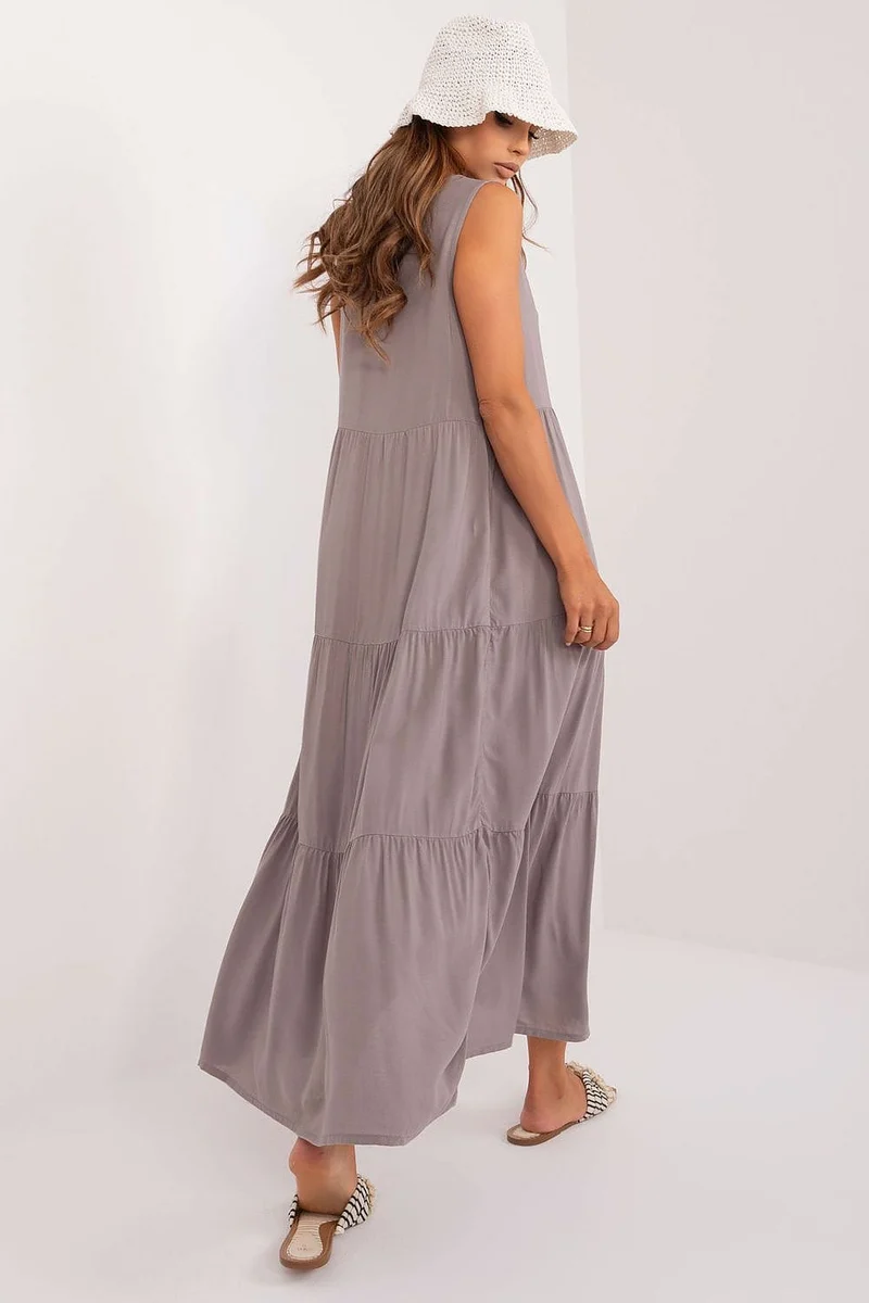 Robe d'été longue grise drappée