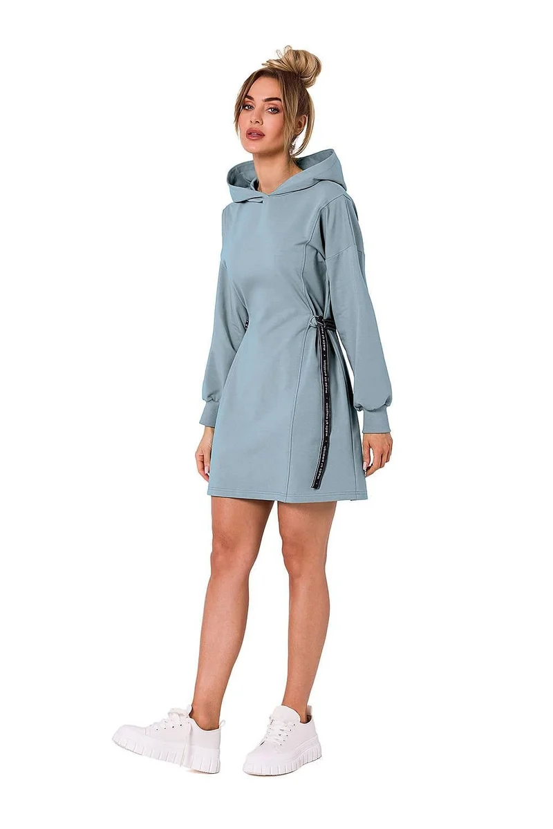 Robe sweat bleue courte manches longues