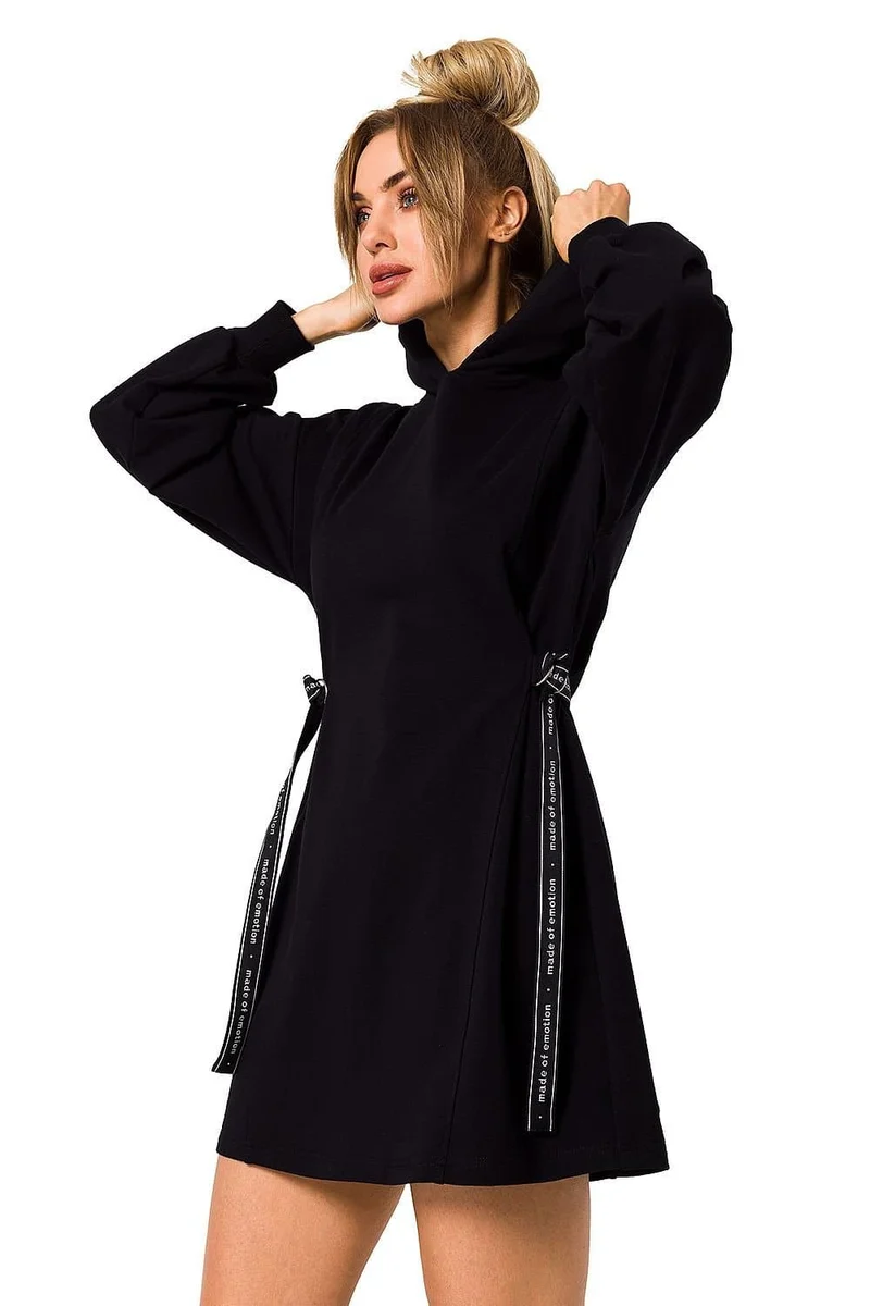 Robe sweat noire courte manche longue