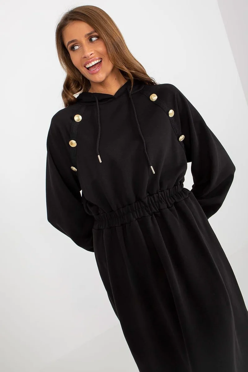 Robe sweat noire casual manche longue
