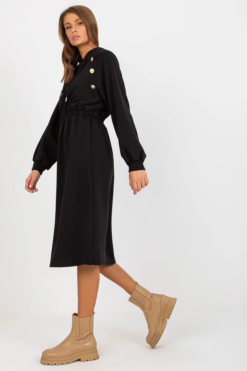 Robe sweat noire casual manche longue