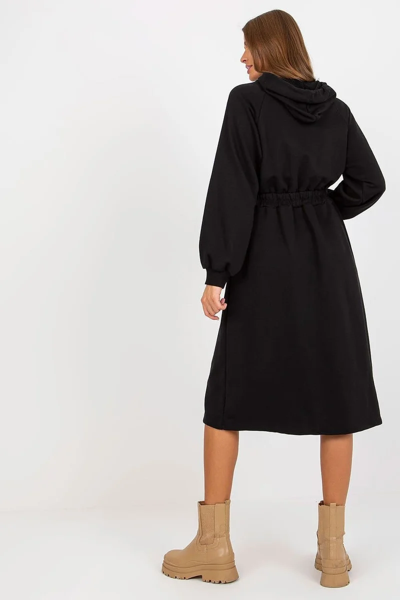 Robe sweat noire casual manche longue