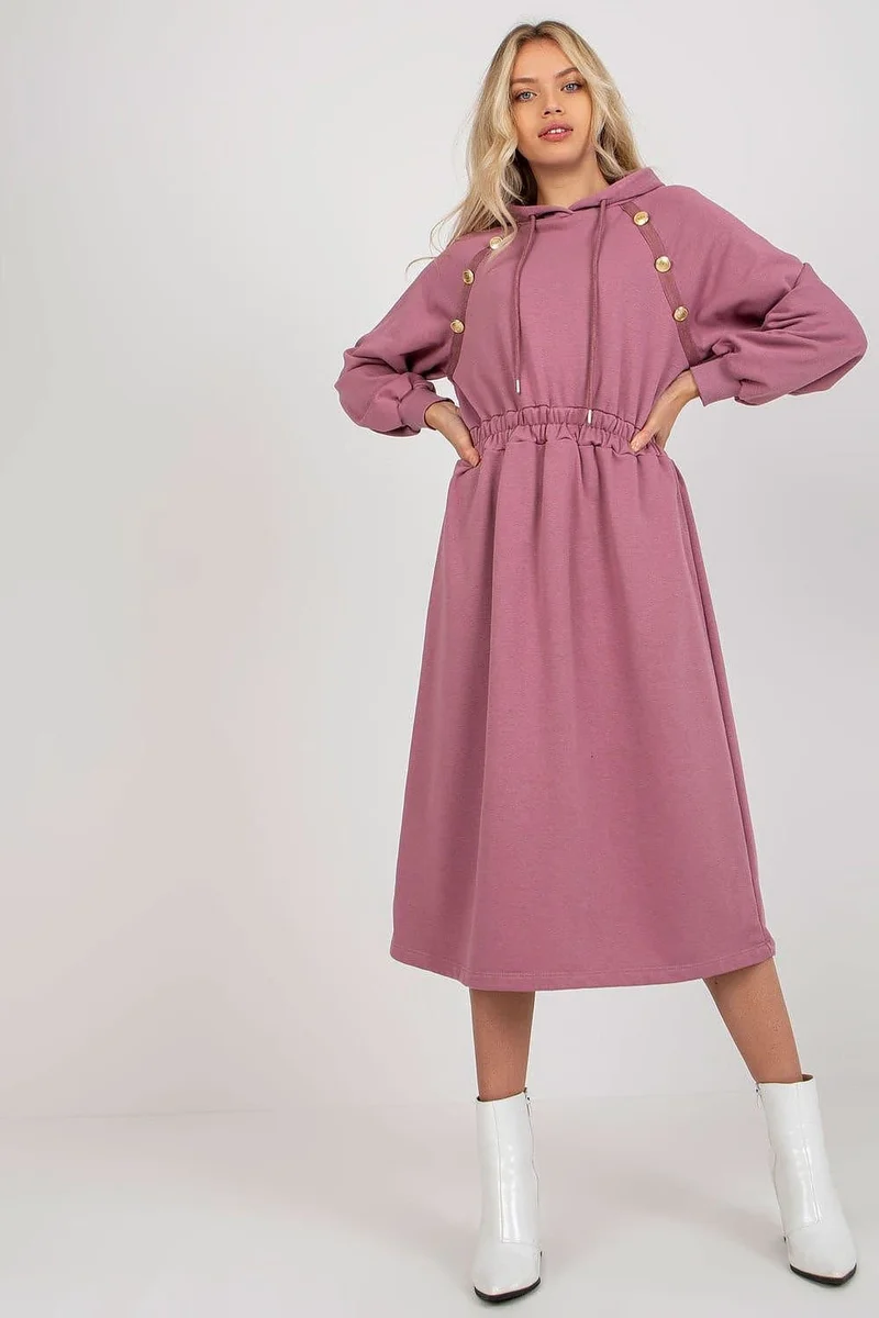 Robe sweat rose casual manches longues