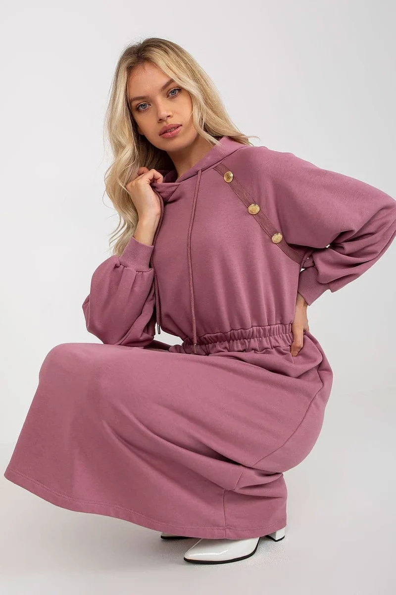 Robe sweat rose casual manches longues