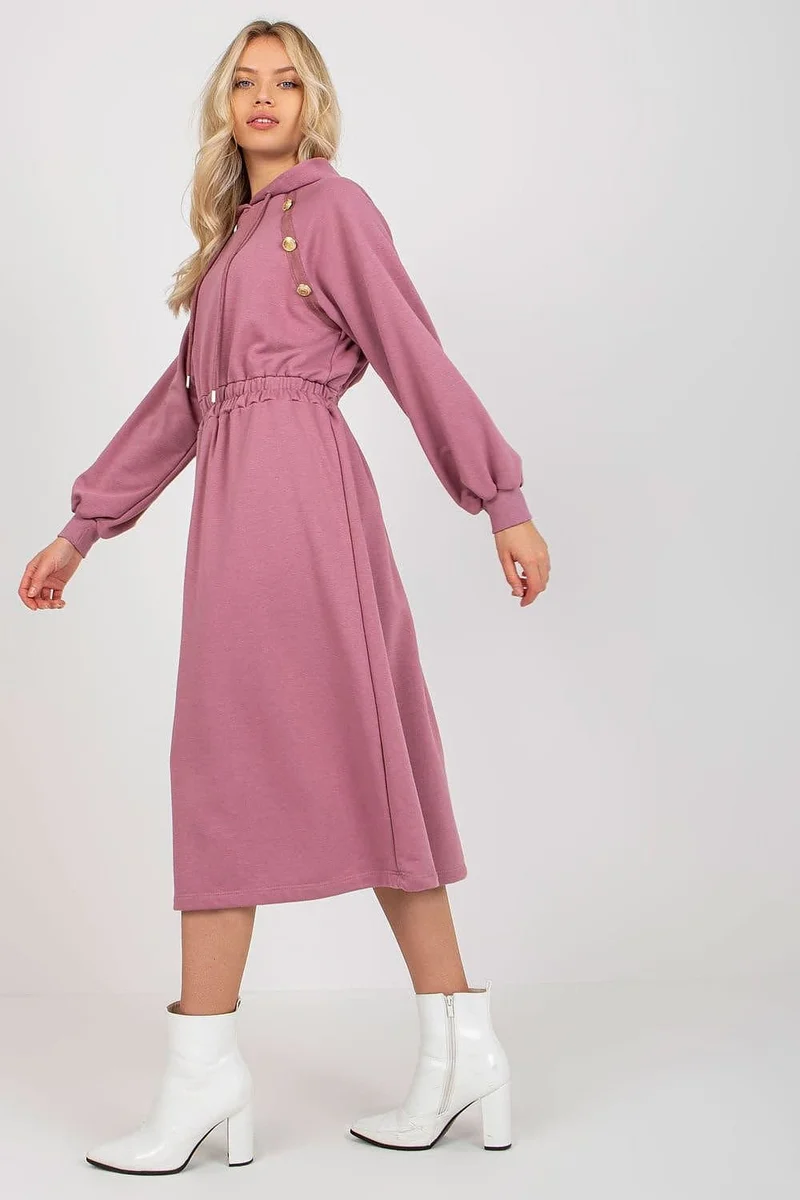 Robe sweat rose casual manches longues